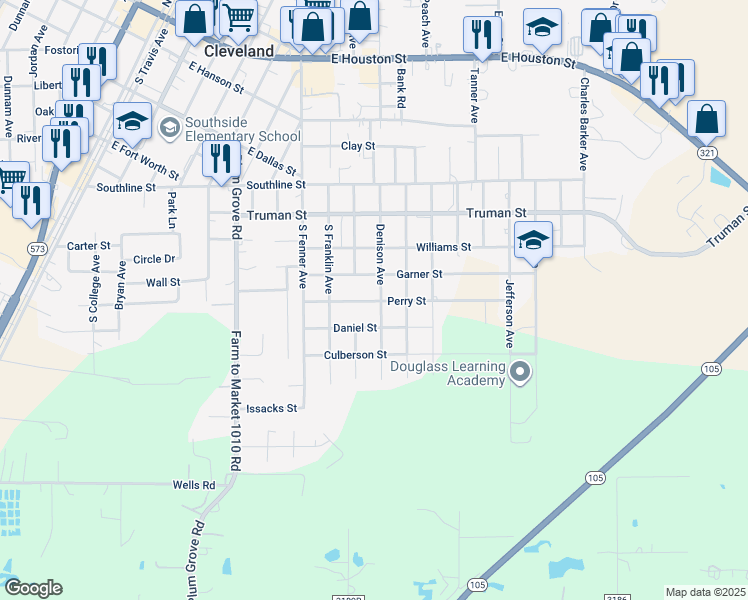 map of restaurants, bars, coffee shops, grocery stores, and more near 1107 Denison Avenue in Cleveland