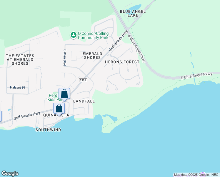 map of restaurants, bars, coffee shops, grocery stores, and more near 10373 Foggy Bottom Road in Pensacola