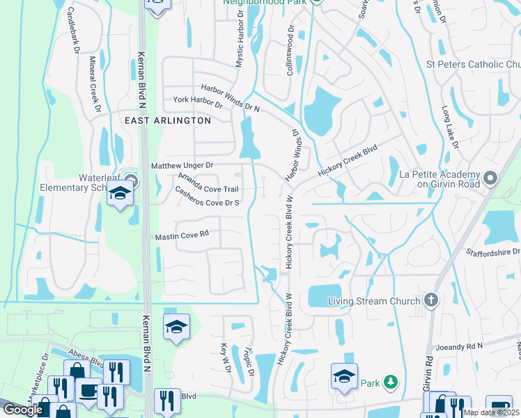 map of restaurants, bars, coffee shops, grocery stores, and more near 390 Hickory Hollow Drive South in Jacksonville