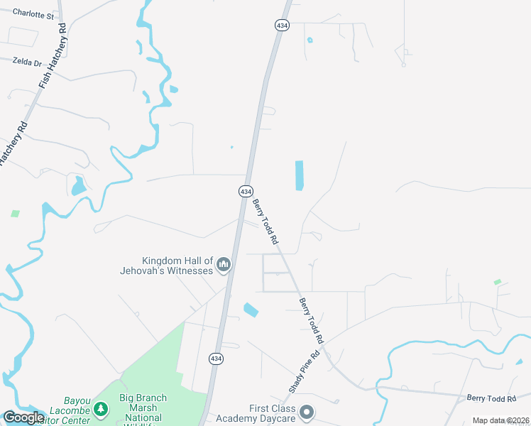 map of restaurants, bars, coffee shops, grocery stores, and more near 28557 Berry Todd Road in Lacombe