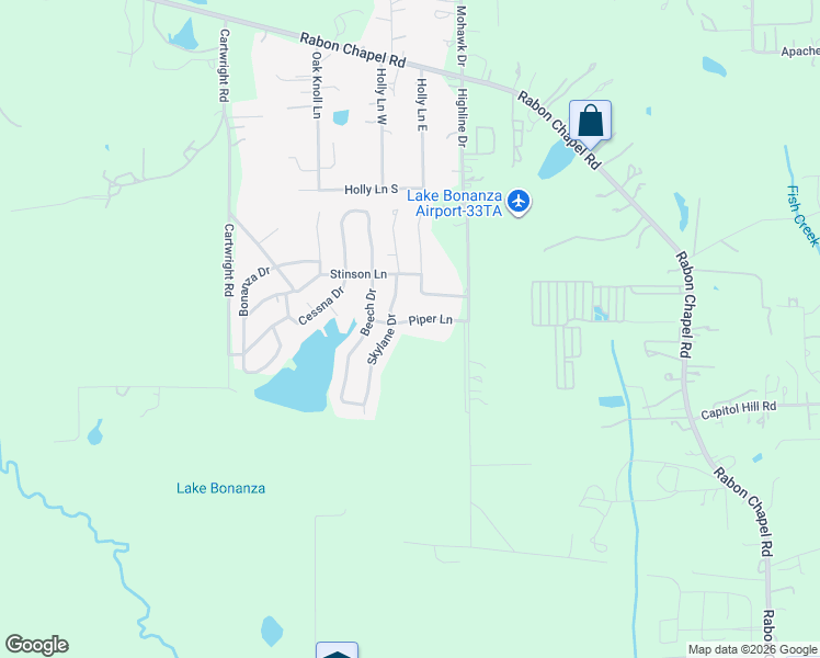 map of restaurants, bars, coffee shops, grocery stores, and more near 16477 Piper Lane in Montgomery