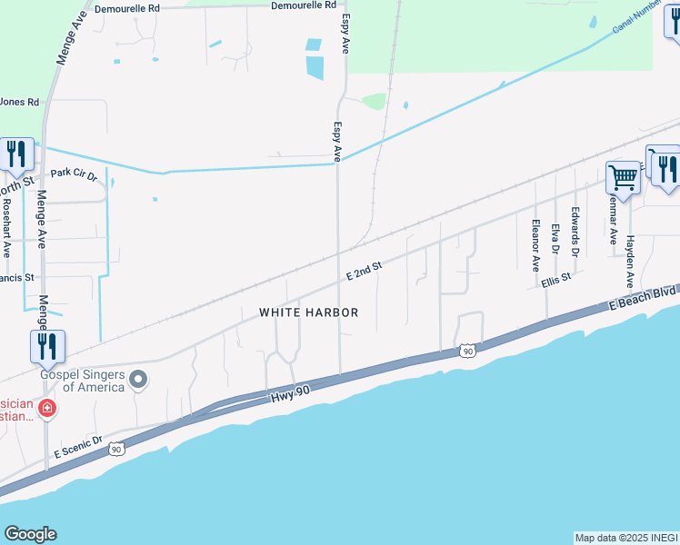 map of restaurants, bars, coffee shops, grocery stores, and more near 1305 E 2nd St in Pass Christian