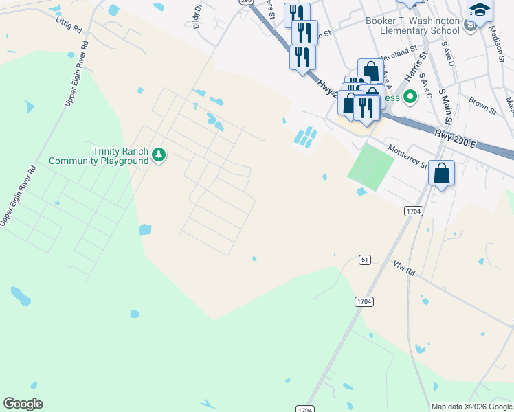 map of restaurants, bars, coffee shops, grocery stores, and more near in Elgin