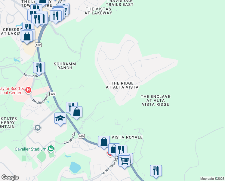 map of restaurants, bars, coffee shops, grocery stores, and more near 103 Sebastians Run in Austin