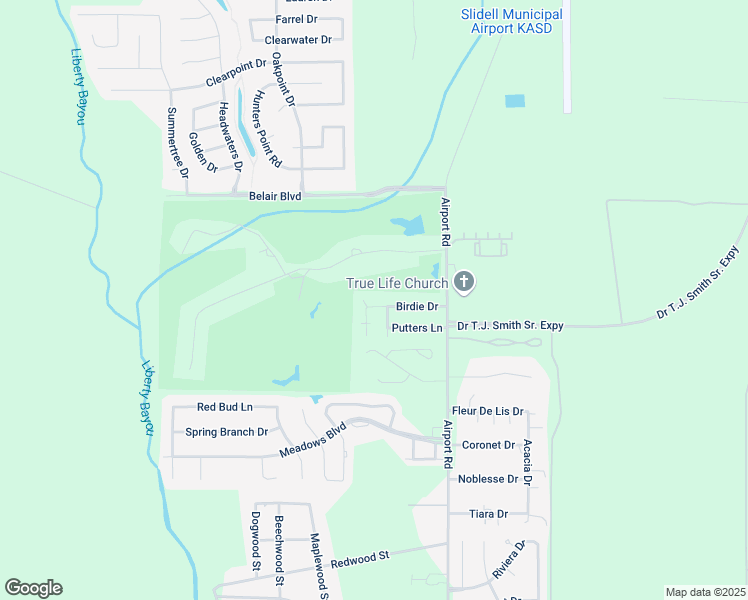 map of restaurants, bars, coffee shops, grocery stores, and more near 62 64 66 Birdie Drive in Slidell