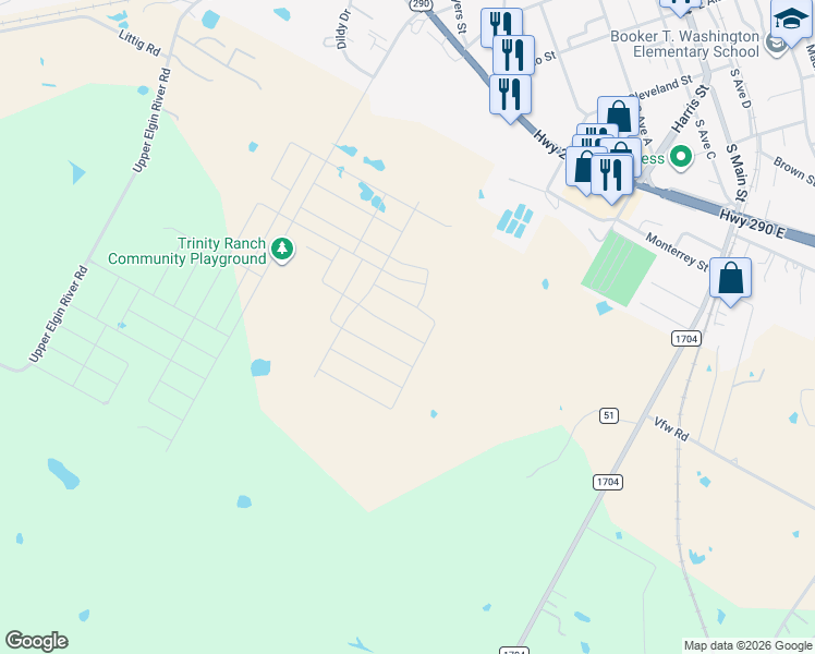 map of restaurants, bars, coffee shops, grocery stores, and more near 700 West Cleveland Street in Elgin