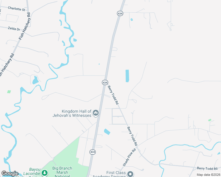 map of restaurants, bars, coffee shops, grocery stores, and more near 28557 Berry Todd Road in Lacombe