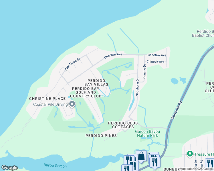 map of restaurants, bars, coffee shops, grocery stores, and more near 4828 Huron Drive in Pensacola