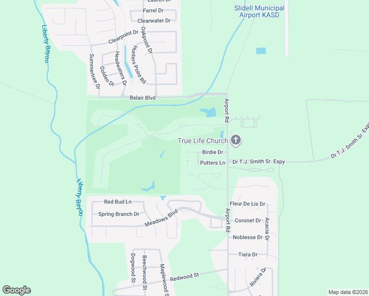 map of restaurants, bars, coffee shops, grocery stores, and more near 62 64 66 Birdie Drive in Slidell