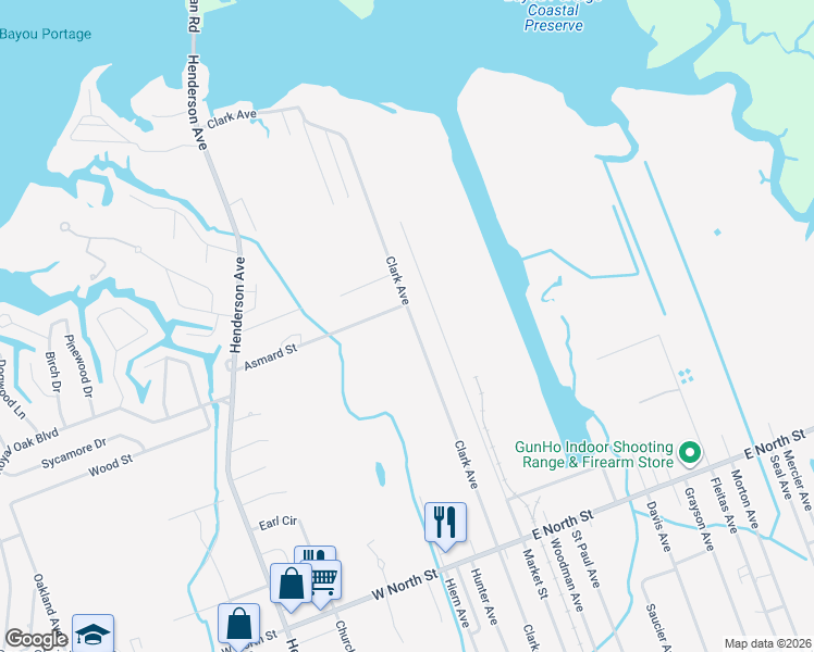 map of restaurants, bars, coffee shops, grocery stores, and more near 493-841 Clark Ave in Pass Christian