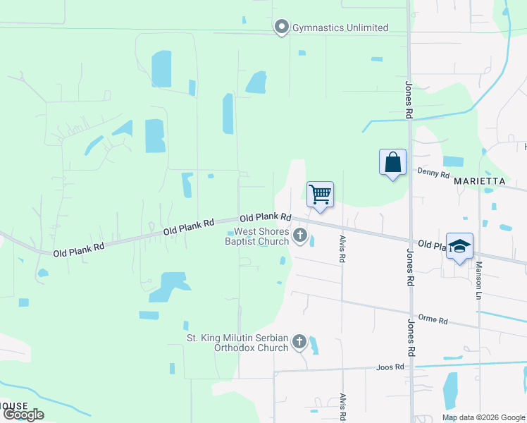 map of restaurants, bars, coffee shops, grocery stores, and more near 9525 Old Plank Road in Jacksonville