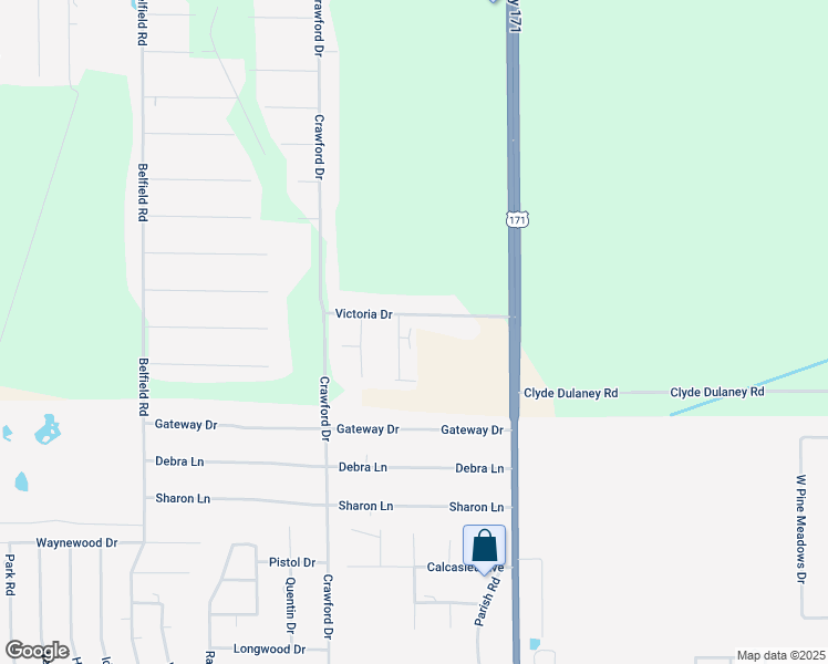 map of restaurants, bars, coffee shops, grocery stores, and more near 279 Victoria Drive in Lake Charles