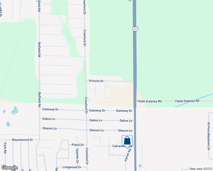 map of restaurants, bars, coffee shops, grocery stores, and more near 279 Victoria Drive in Lake Charles
