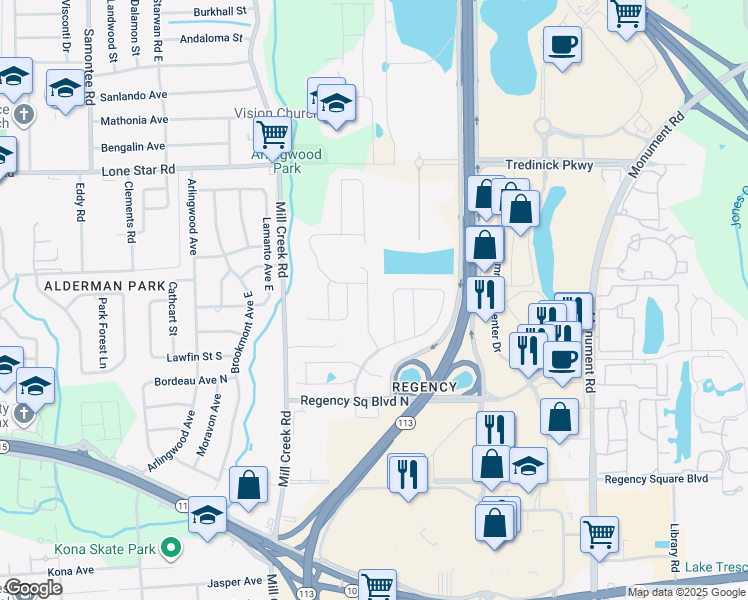 map of restaurants, bars, coffee shops, grocery stores, and more near 1171 Ballard Ridge Road in Jacksonville