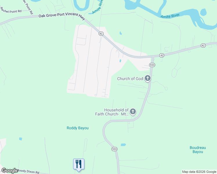 map of restaurants, bars, coffee shops, grocery stores, and more near 18048 Beechwood Subd Road in Prairieville