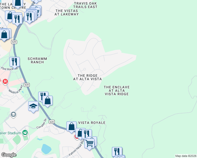 map of restaurants, bars, coffee shops, grocery stores, and more near 209 Vailco Lane in Lakeway