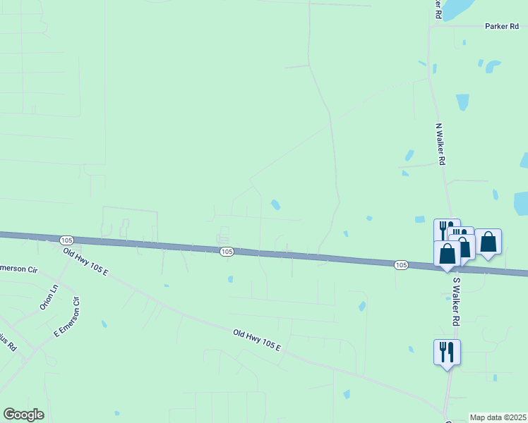 map of restaurants, bars, coffee shops, grocery stores, and more near 2308 Cedar Place Drive in Conroe