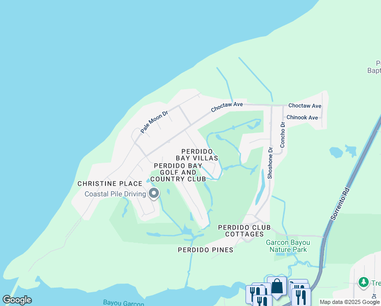 map of restaurants, bars, coffee shops, grocery stores, and more near 1511 Navaho Ct in Pensacola