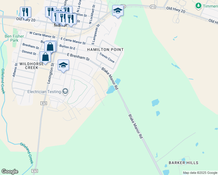 map of restaurants, bars, coffee shops, grocery stores, and more near 409-17211 Blake Manor Road in Manor