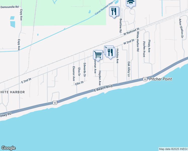 map of restaurants, bars, coffee shops, grocery stores, and more near 101 Wenmar Avenue in Pass Christian