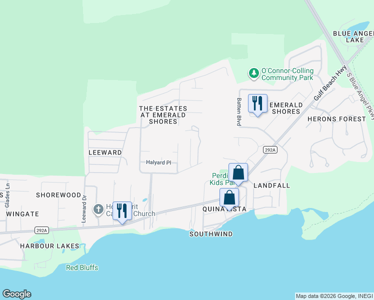 map of restaurants, bars, coffee shops, grocery stores, and more near 820 Ebb Tide Dr in Pensacola