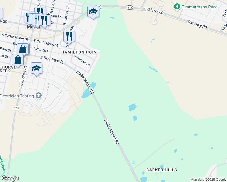 map of restaurants, bars, coffee shops, grocery stores, and more near in Manor