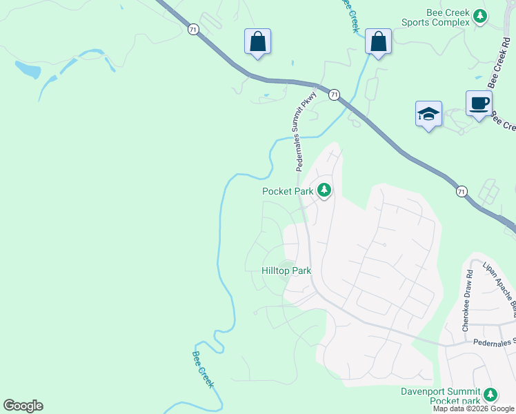 map of restaurants, bars, coffee shops, grocery stores, and more near 5608 Cimarron Ridge Ln in VLG O THE HLS