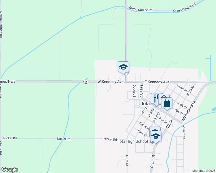 map of restaurants, bars, coffee shops, grocery stores, and more near Southern Avenue in Iota