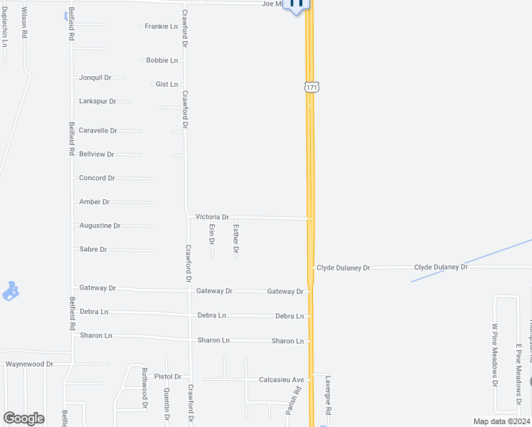 map of restaurants, bars, coffee shops, grocery stores, and more near 145 Victoria Dr in Lake Charles