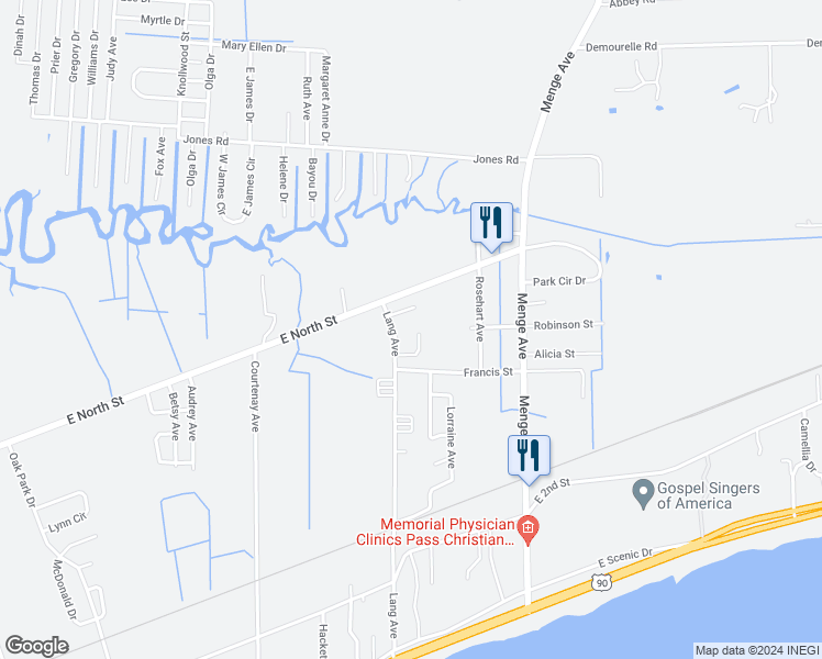 map of restaurants, bars, coffee shops, grocery stores, and more near 817 Deer Trail Lane in Pass Christian