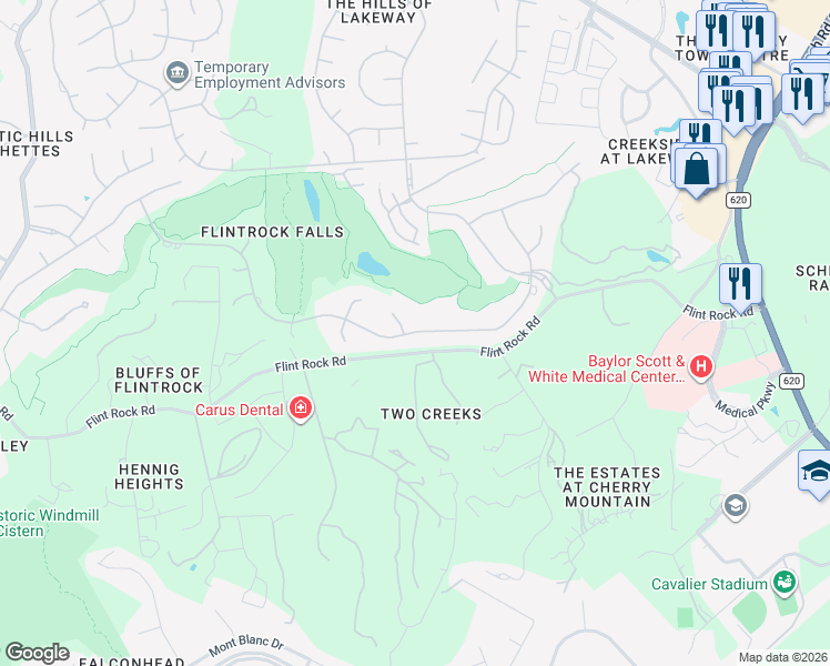 map of restaurants, bars, coffee shops, grocery stores, and more near in VILLAGE OF THE HILLS