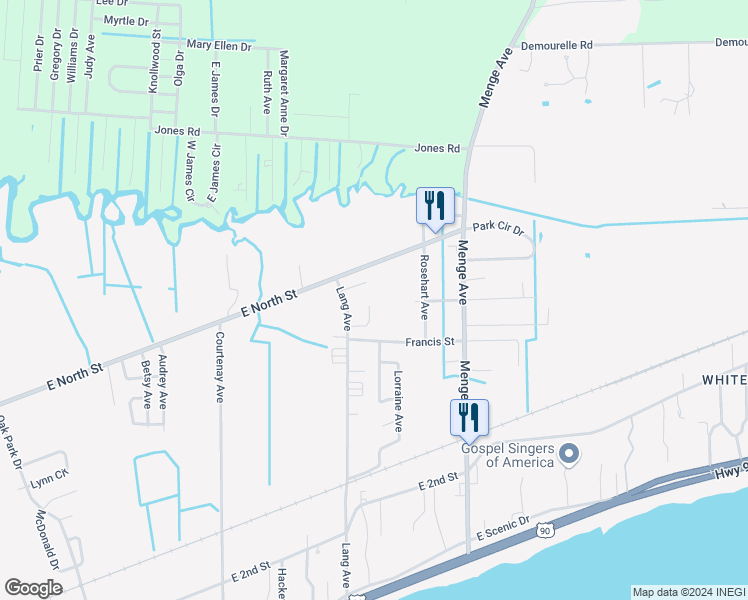 map of restaurants, bars, coffee shops, grocery stores, and more near 820 Deer Trail Lane in Pass Christian