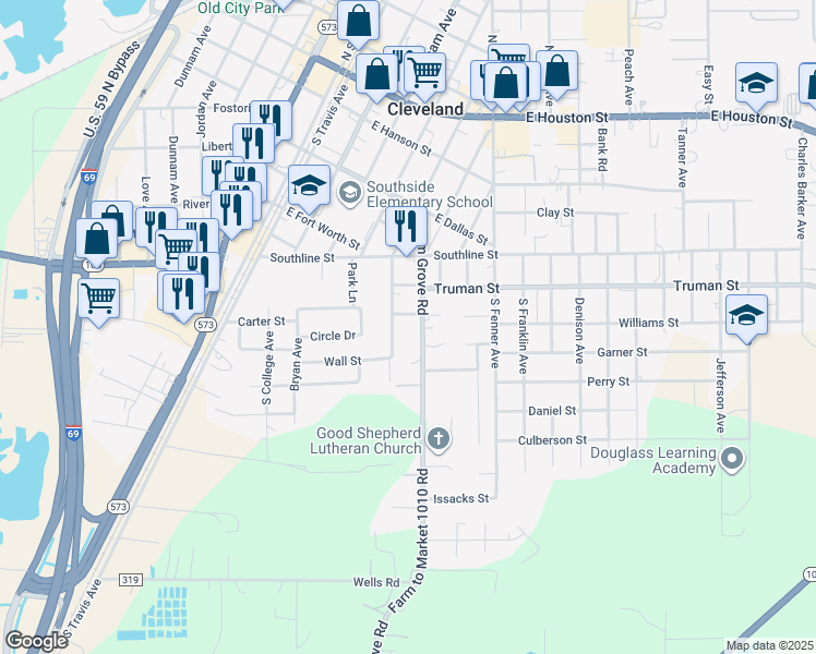 map of restaurants, bars, coffee shops, grocery stores, and more near 503 Carter Street in Cleveland