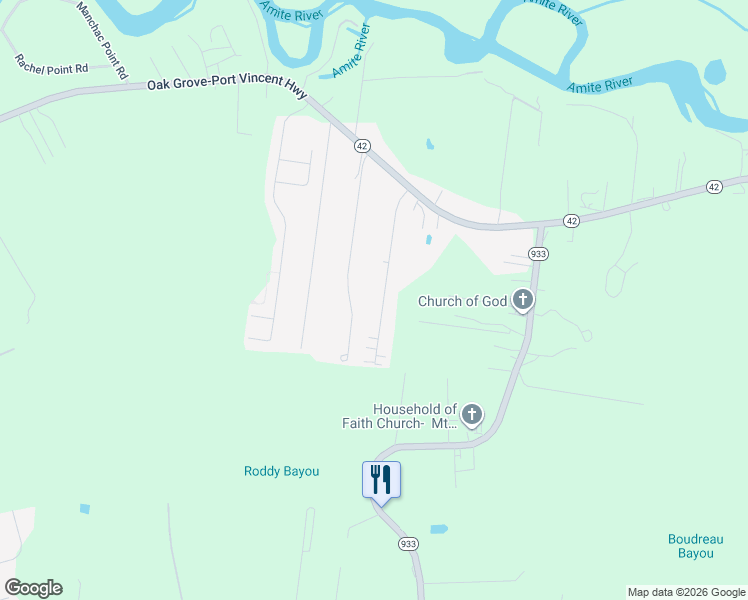 map of restaurants, bars, coffee shops, grocery stores, and more near 18110 River Landing Drive in Prairieville