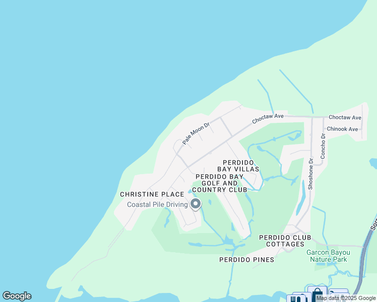 map of restaurants, bars, coffee shops, grocery stores, and more near 5 Bowstring Circle in Pensacola