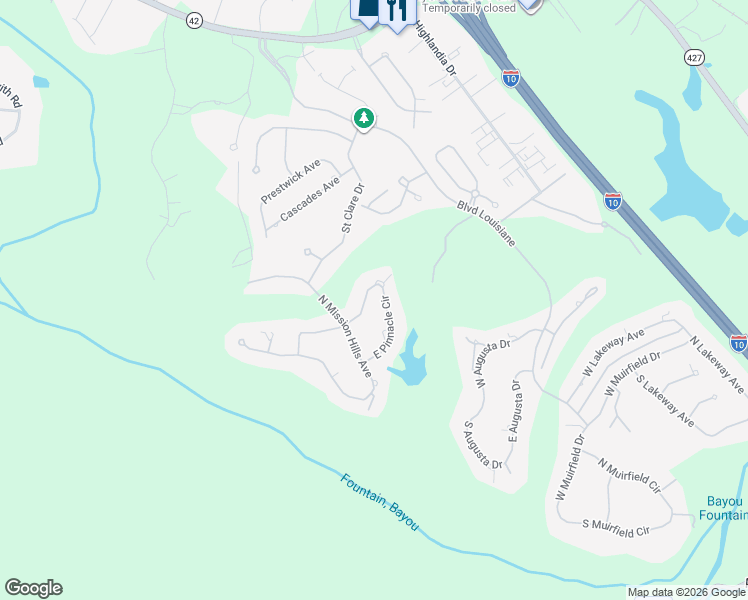 map of restaurants, bars, coffee shops, grocery stores, and more near 18924 West Pinnacle Circle in Baton Rouge