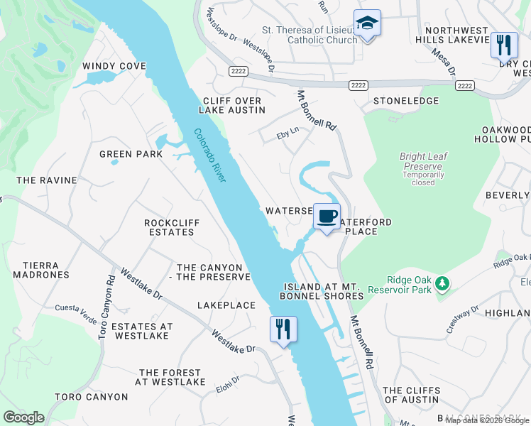map of restaurants, bars, coffee shops, grocery stores, and more near 5227 Tortuga Trail in Austin