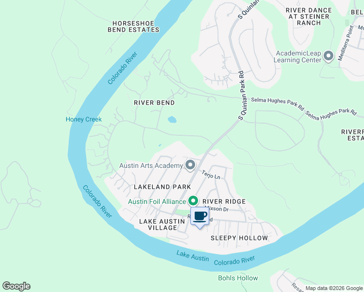 map of restaurants, bars, coffee shops, grocery stores, and more near 12915 Shore Vista Drive in Austin