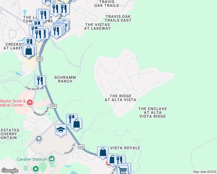 map of restaurants, bars, coffee shops, grocery stores, and more near 207 Hensley Drive in Austin