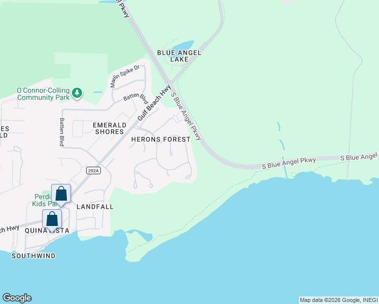 map of restaurants, bars, coffee shops, grocery stores, and more near 10152 Bittern Drive in Pensacola