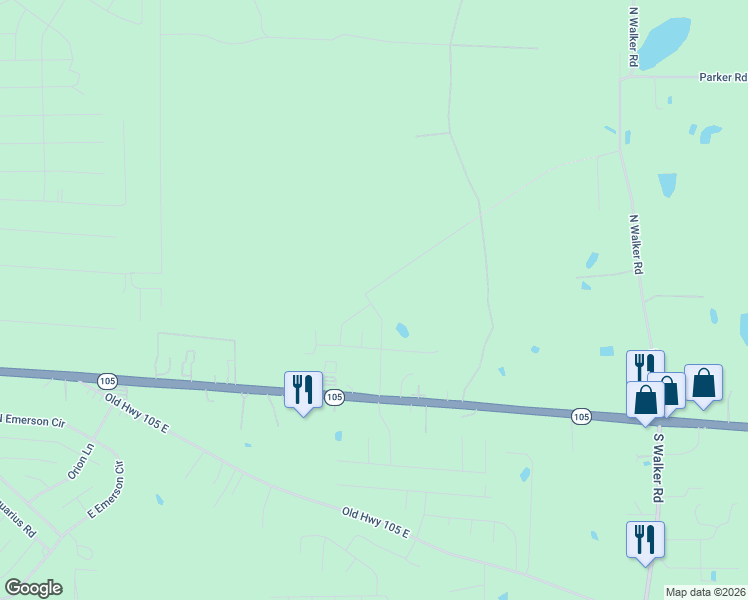 map of restaurants, bars, coffee shops, grocery stores, and more near 2356 Cedar Place Drive in Conroe