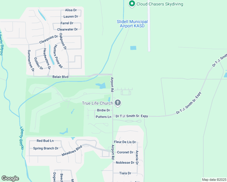 map of restaurants, bars, coffee shops, grocery stores, and more near 232 Airport Road in Slidell