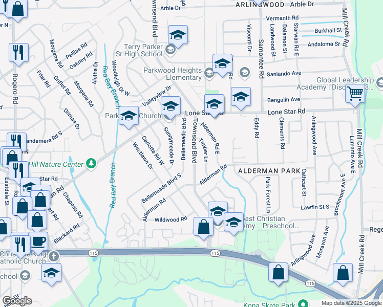 map of restaurants, bars, coffee shops, grocery stores, and more near 1208 Townsend Boulevard in Jacksonville
