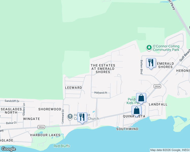 map of restaurants, bars, coffee shops, grocery stores, and more near 605 Downhaul Drive in Pensacola