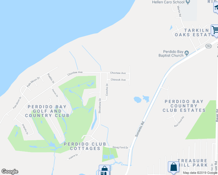 map of restaurants, bars, coffee shops, grocery stores, and more near 3030 Concho Drive in Pensacola