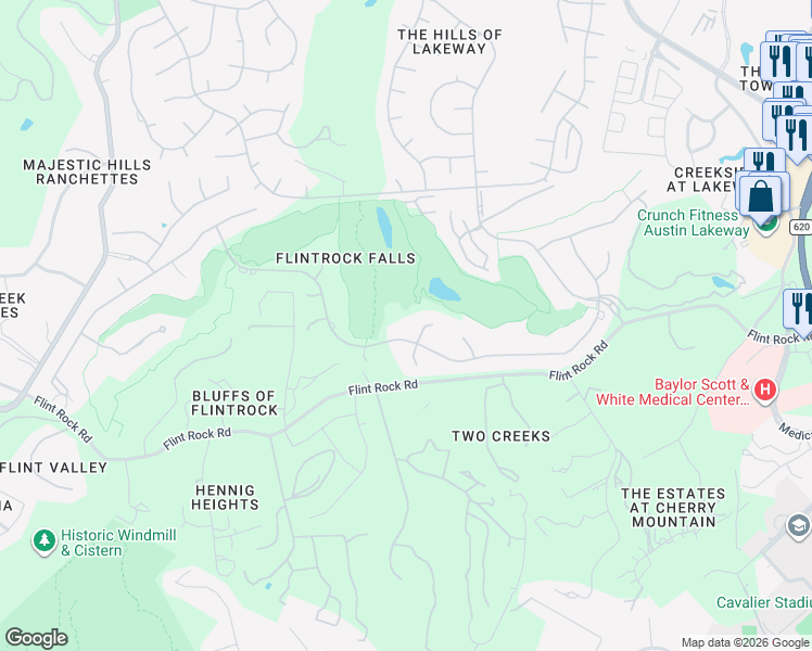 map of restaurants, bars, coffee shops, grocery stores, and more near 404 Golden Bear Drive in Lakeway
