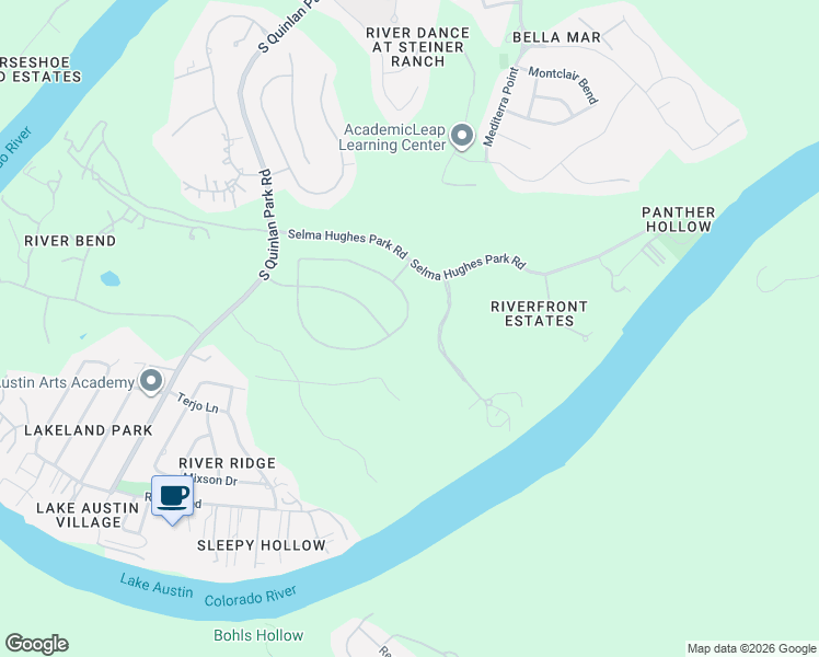 map of restaurants, bars, coffee shops, grocery stores, and more near 1320 Morning Moon Circle in Austin