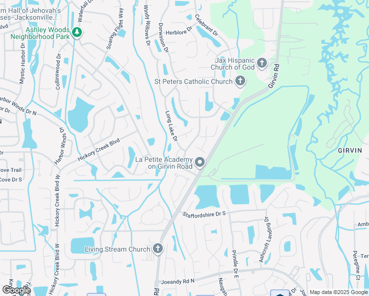 map of restaurants, bars, coffee shops, grocery stores, and more near 12731 Ashley Melisse Boulevard in Jacksonville