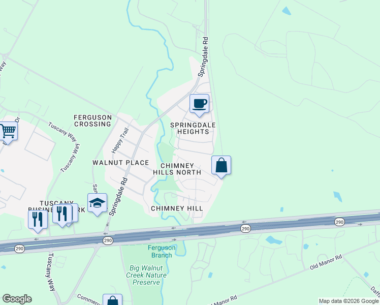 map of restaurants, bars, coffee shops, grocery stores, and more near 9112 Magna Carta Loop in Austin
