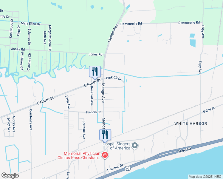 map of restaurants, bars, coffee shops, grocery stores, and more near 910 Park Circle Drive in Pass Christian